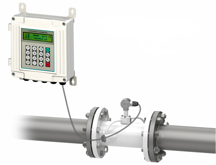 安裝好的光旭GZX-2000S分體壁掛式超聲波流量計